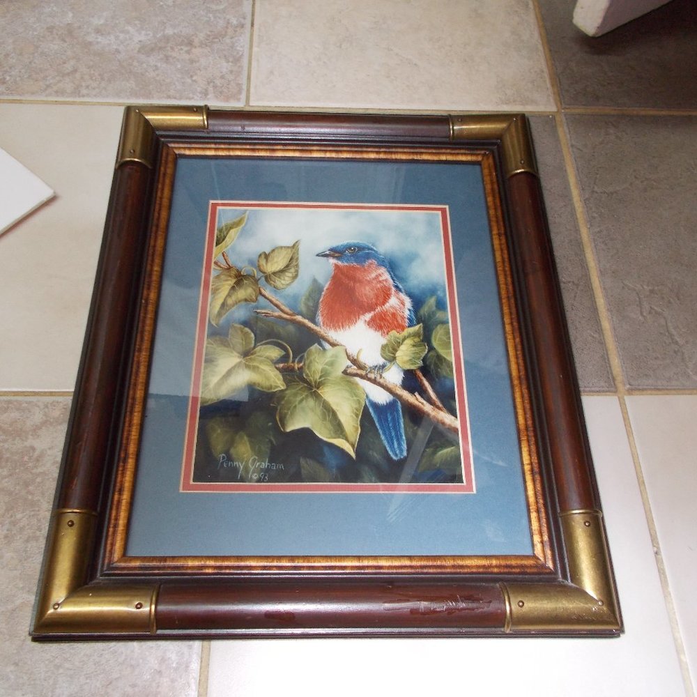Gorgeous Vintage Bird Art by Penny Graham 1993, signed & professionally framed - Picture 4 of 6